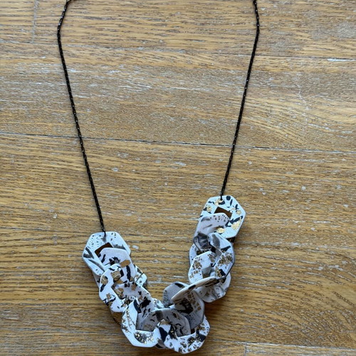 Women's Necklace from Polymer Clay and Steel Chain like new