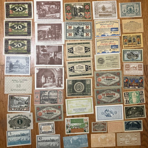 Lot of 44 German Notgeld banknotes 1919-1923 new