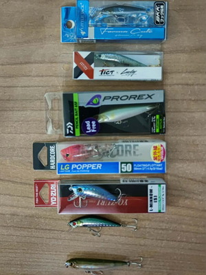 Artificial lures for LRF in various sizes and weights, new