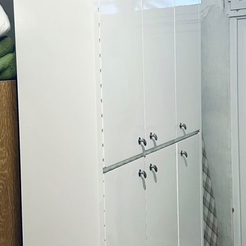 White six-door wardrobe with glossy finish new