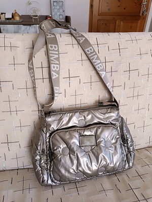 Shoulder crossbody bag like new, gray with many pockets