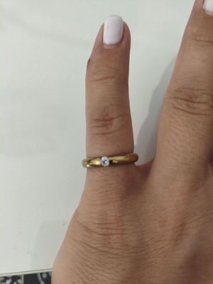 Gold Women's Chevalier Ring with Rhinestone Faux Bijou like new
