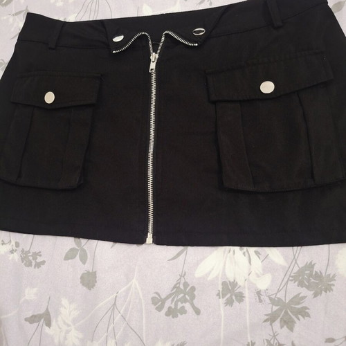 Short skirt with built-in shorts, black
