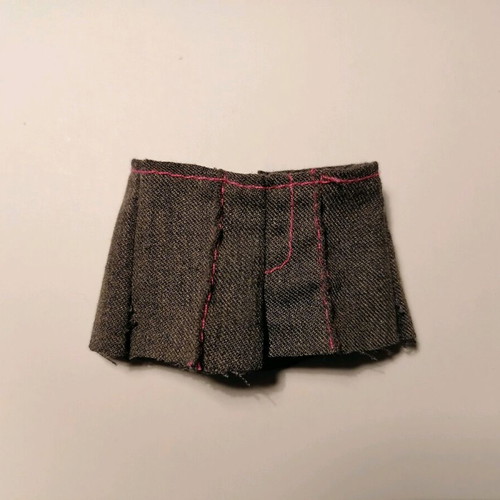 Barbie shorts-skirt used, dark gray with fuchsia thread