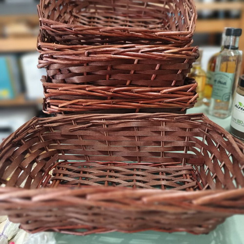 Wicker baskets new, set with various sizes and packaging materials