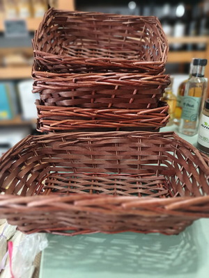 Wicker baskets new, set with various sizes and packaging materials