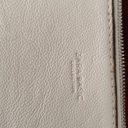 Zara Basic Collection clutch bag used, ecru with silver zipper