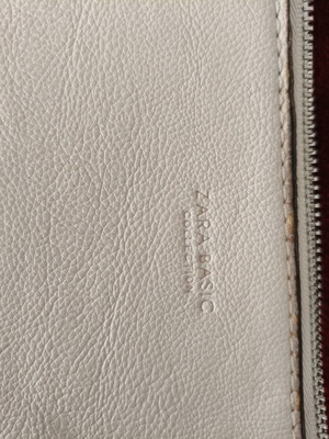 Zara Basic Collection clutch bag used, ecru with silver zipper