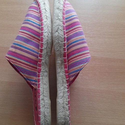 Women's striped multicolor espadrille mules new, size 37