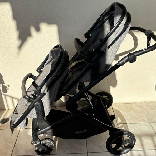 Hauk Atlantic Twin Melange Grey stroller like new for twins