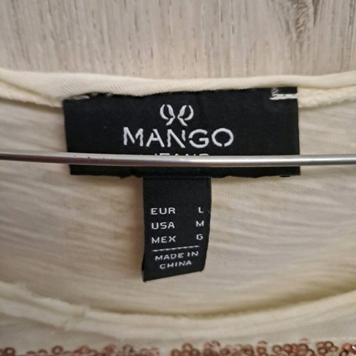 Mango top with sequins like new, size L, beige and gold