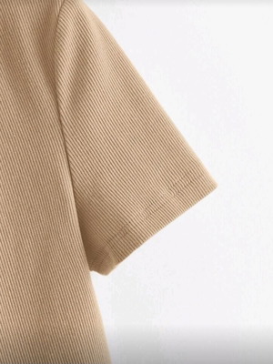 Cropped polo T-shirt like new, Shein, beige brown, size L