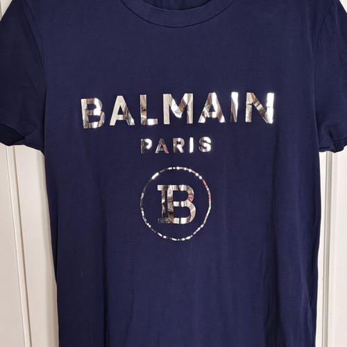 Balmain Silver Logo Men's T-shirt like new, size M, blue