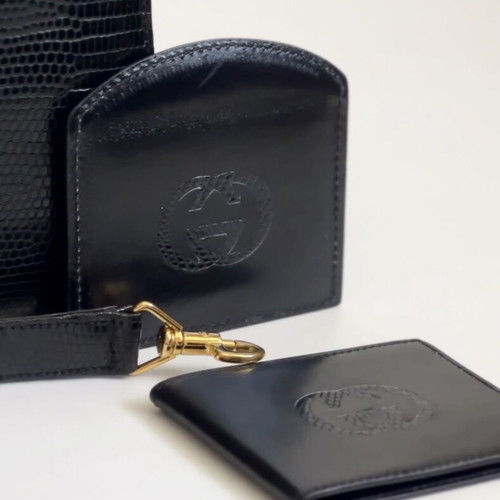 Gucci Lady Lock lizard skin shoulder bag used, large, black