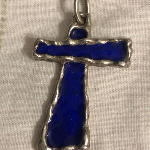 Silver 925 cross with enamel used