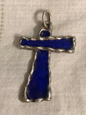 Silver 925 cross with enamel used