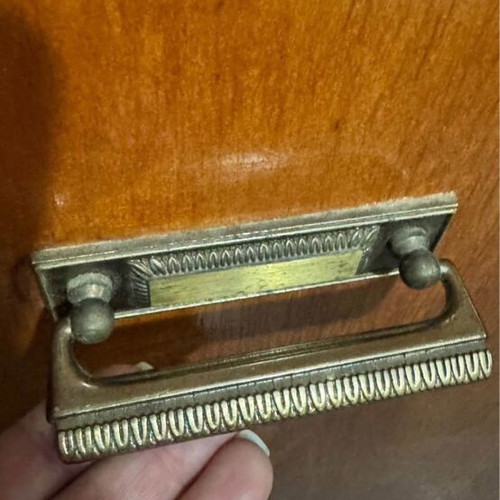 Antique wardrobe handles used, pack of 3, brass with silver