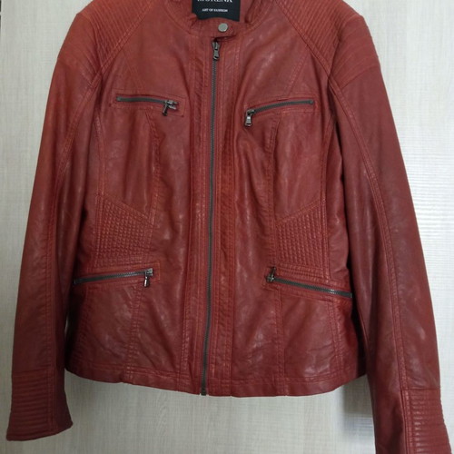 Leather jacket used, dark burgundy, size M-L