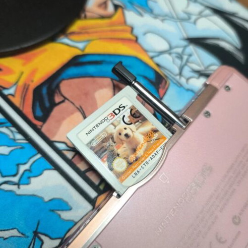 Nintendo 3DS Pink console with charger and Nintendogs + Cats game
