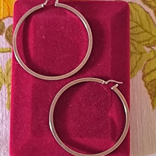 14K white gold hoop earrings, 3 mm, 5.5 cm, 5.7 g