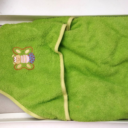 Baby Hooded Towel with Embroidery green, 100% cotton, new
