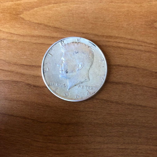 Silver half dollar coin 1964 used, pack of 4 pieces