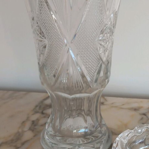 Bohemian crystal vase with ashtray like new