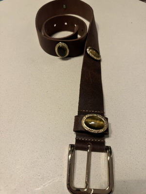 Δερμάτινη ζώνη Leather Twist με πέτρες ολοκαίνουργια, καφέ
