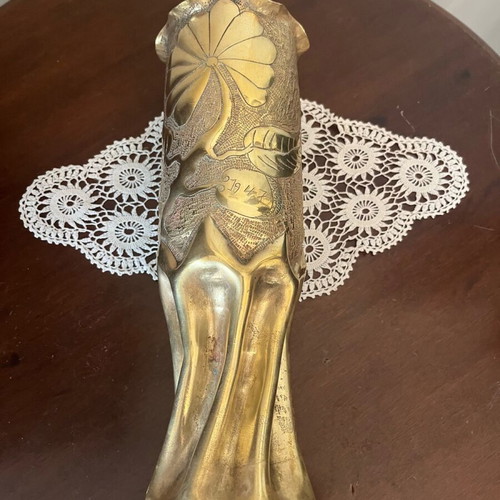 Artillery shell used decorative vase brass from World War II