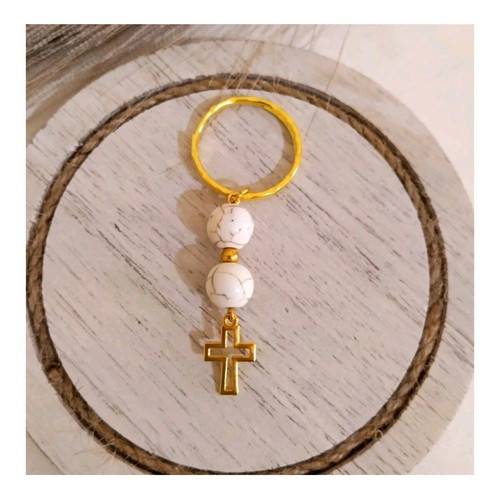 Handmade martyrika keychains with haolite beads and cross made to order