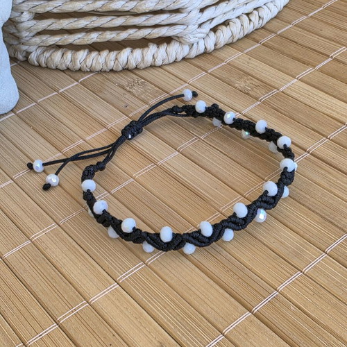 Macrame bracelets like new, set of 2, black and silver