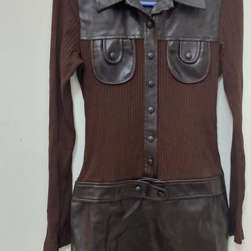 Morgan women's dress with leather, size S, like new, brown