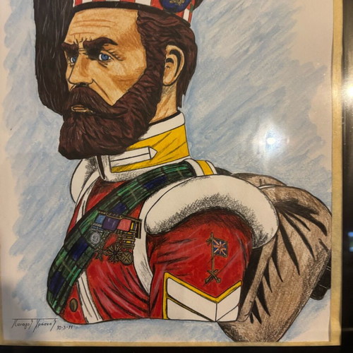 Painting British Soldier like new, made with watercolor pencils and markers