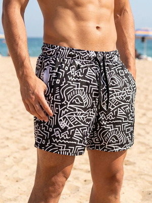 Legendary Symbols Tropical μαγιό σορτς καινούργιο, μαύρο και άσπρο