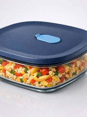 Tupperware VoilaGlass square glass container with lid 1.6L new