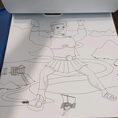 Drawing pad used with designs from Greek mythology