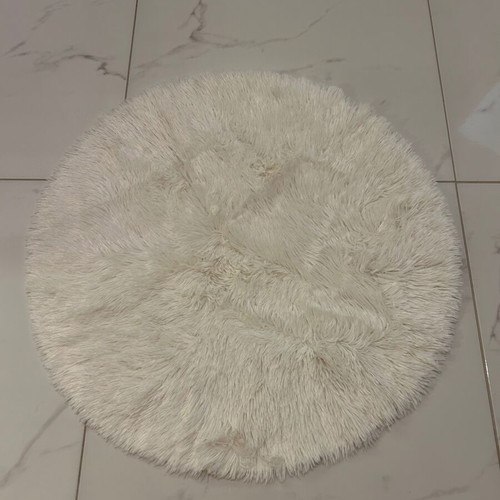 Round rug used, cream/white