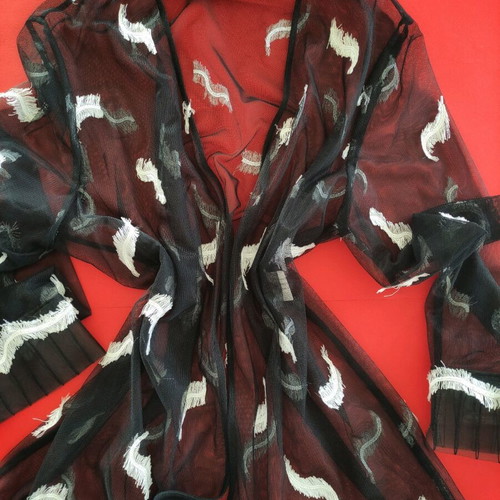 Sheer black vintage top with embroidery, like new
