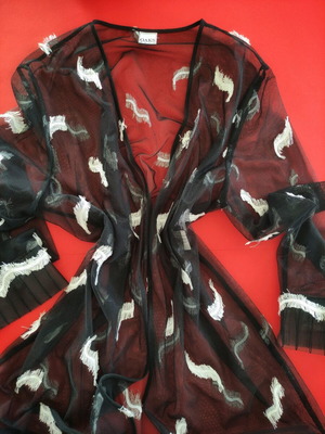 Sheer black vintage top with embroidery, like new