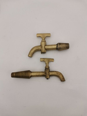 Brass taps used, pack of 2, for wooden barrel vintage 1890 collectible