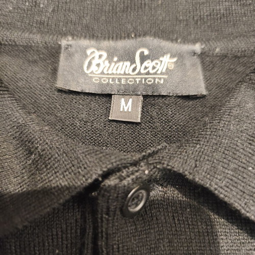 Brian Scott knitted polo sweater medium black like new