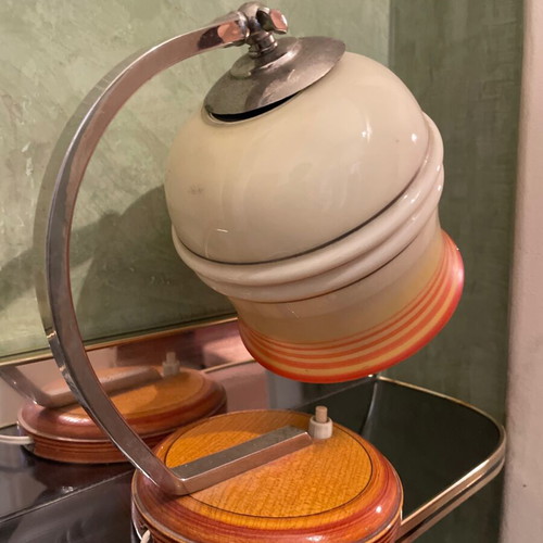 Vintage Art Deco table lamp with blown glass shade 1930s