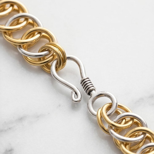 Two Tone Half Persian Bracelet stainless steel 18cm new