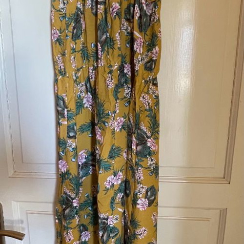 Women's dress new L/XL mustard floral 100% viscose