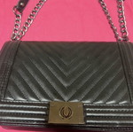 River Island black shoulder bag with silver chain like new