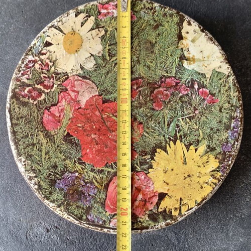 Vintage round tin box used