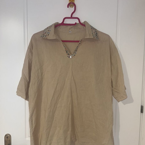 Beige women's blouse with strass like new, XL