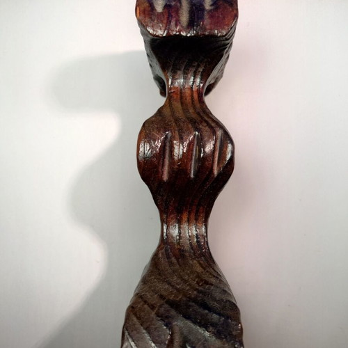 Vintage wooden carved candle holder used rare antique
