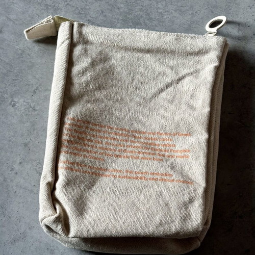 Korres fabric toiletry bag new, beige and orange
