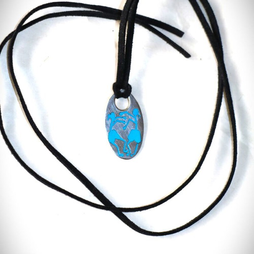 Turquoise Mosaic Pendant Silver 925 Navajo Indian New